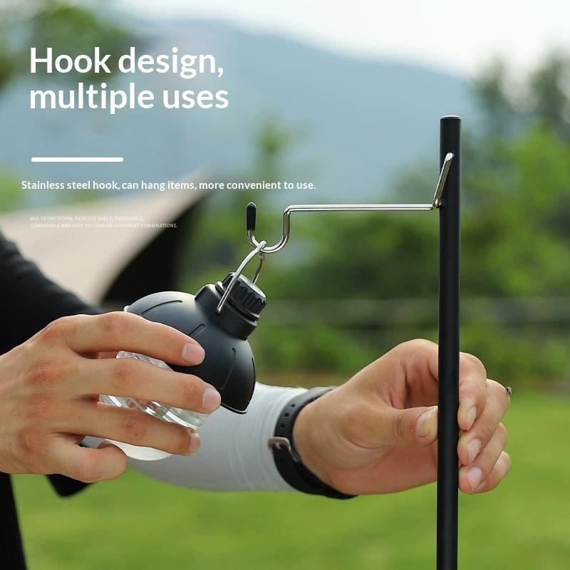 Camping Shelf Lantern Stand Light Pole Hook Picnic Tableware Hanging Racks Detachable Aluminium Alloy Light Hangers Stand
