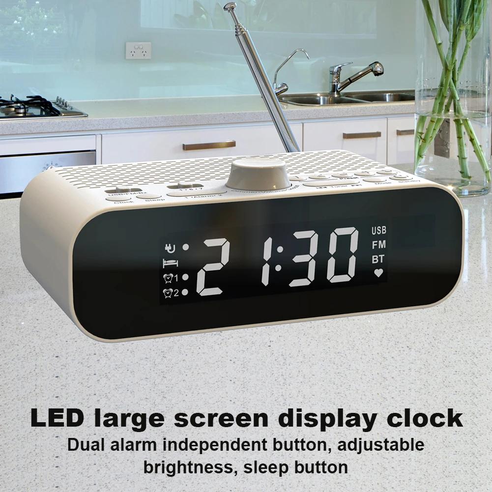 Mordern FM Radio LED Alarm Clock for Bedside Wake Up Digital Alarm Clock LED Display Rechargeable with Auto-Off Timer for Home