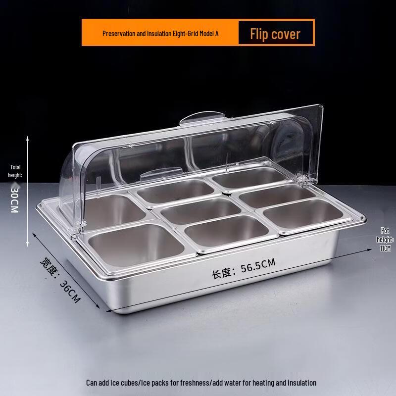 JINGRX 304 Stainless Steel Food Display & Fresh-keeping Set