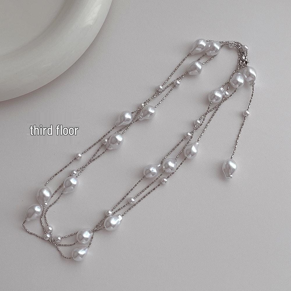 Elegant Baroque Pearl Long Necklace – Versatile, Light Luxury Clavicle Chain for Women