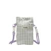 Mobile phone bag summer plaid small bag women's new popular vertical girl canvas crossbody small cloth bag
