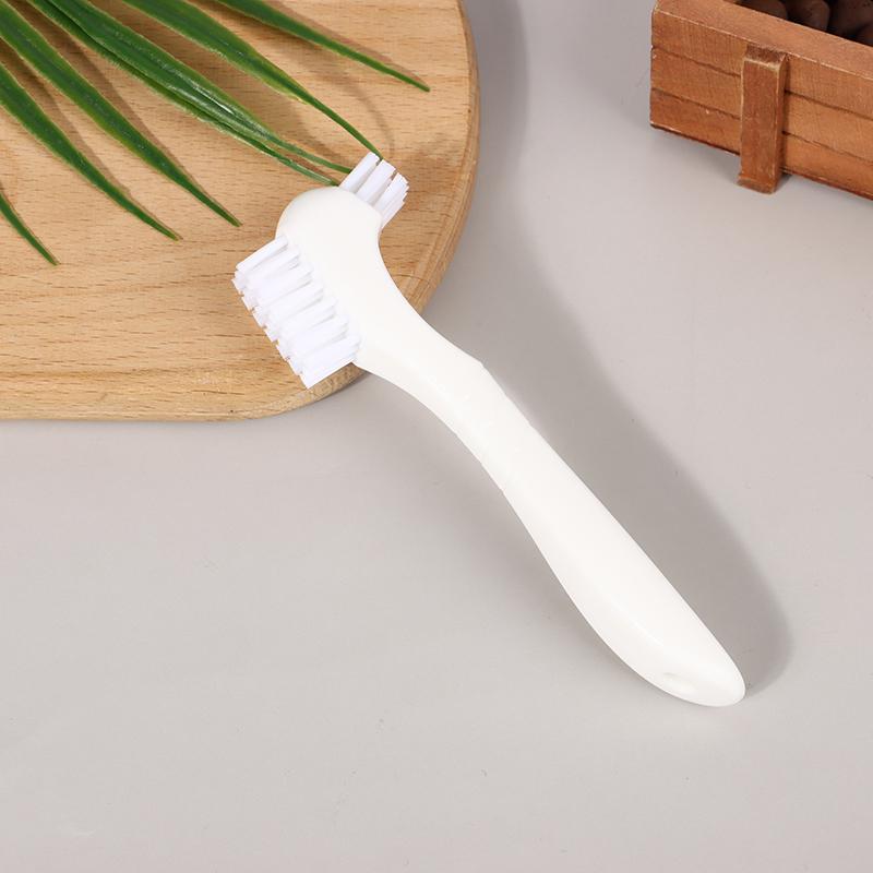 Multi-Layered Bristles Denture Cleaning False Teeth Brush Oral Care Non-Slip Ergonomic Rubber Handle Dual Heads Antibacterial