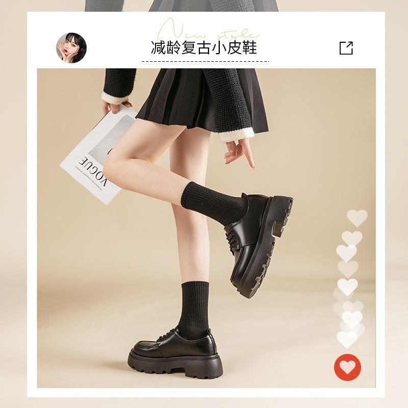British style small leather shoes women's new autumn and winter trend loafers muffin platform single shoes