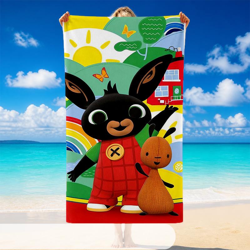 Quick Dry Beach Towel Bing Bunny Pattern, Lightweight Absorbent Towel for Pool Beach Vacation Use