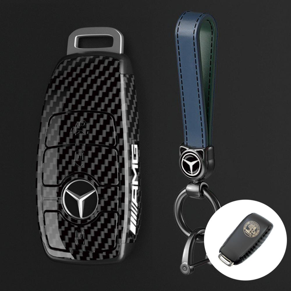 Neue PC Kohlefaser Autoschlüsselanhänger Für Mercedes Benz AMG A C E S G Klasse GLC CLE CLA GLS W205 Auto Schlüsselhülle Schlüsselanhänger Zubehör BD1
