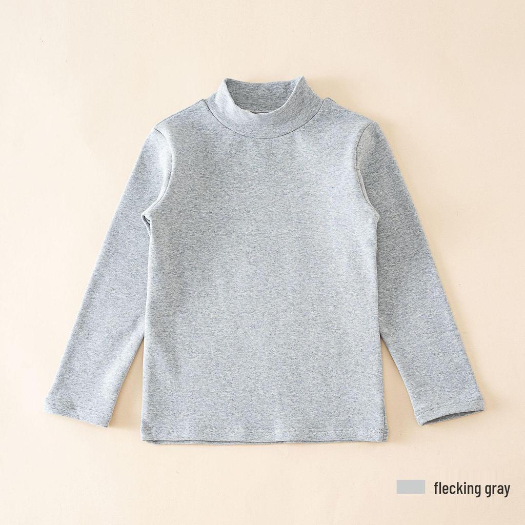 2024 Kids' Warm Long-Sleeve Mid-Collar Cotton T-Shirt for Autumn & Winter