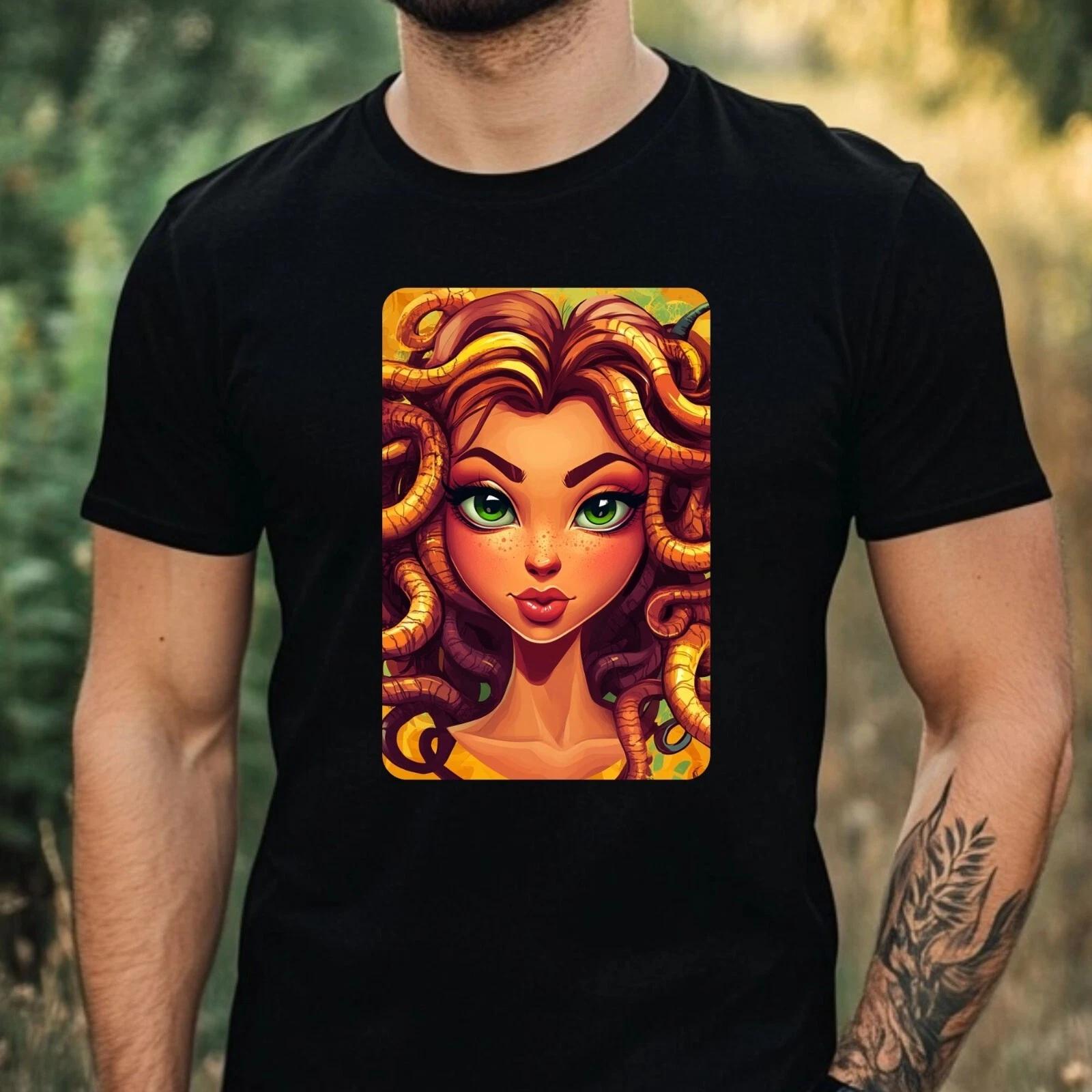 T-Shirt Herren Medusa Cartoon Motiv Baumwolle Größe XS bis 5XL XXL