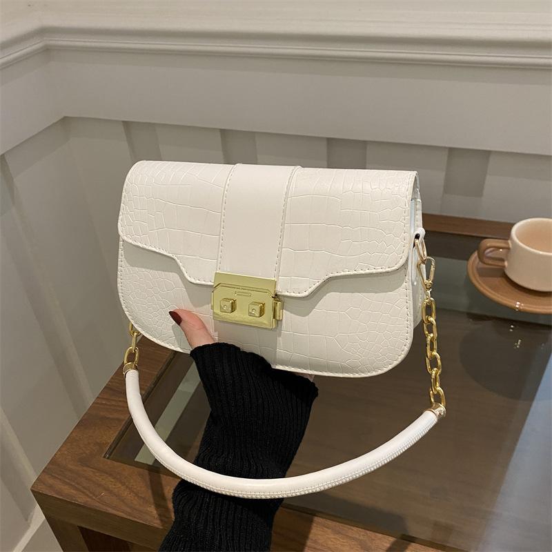 Niche Texture Crocodile Pattern Small Square Bag Women's New Fashionable High-value Shoulder Bag Versatile Messenger Underarm Bag Chain