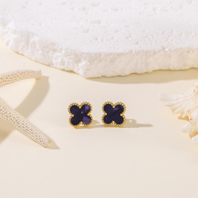 Titanium Steel Clover 13MM Stud Earrings, Stainless Steel Fadeless, Minimalist Versatile High-end Lucky Style