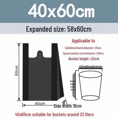 Extra Thick Black PE Large Kitchen Vest-Style Garbage Bags, Disposable and Durable