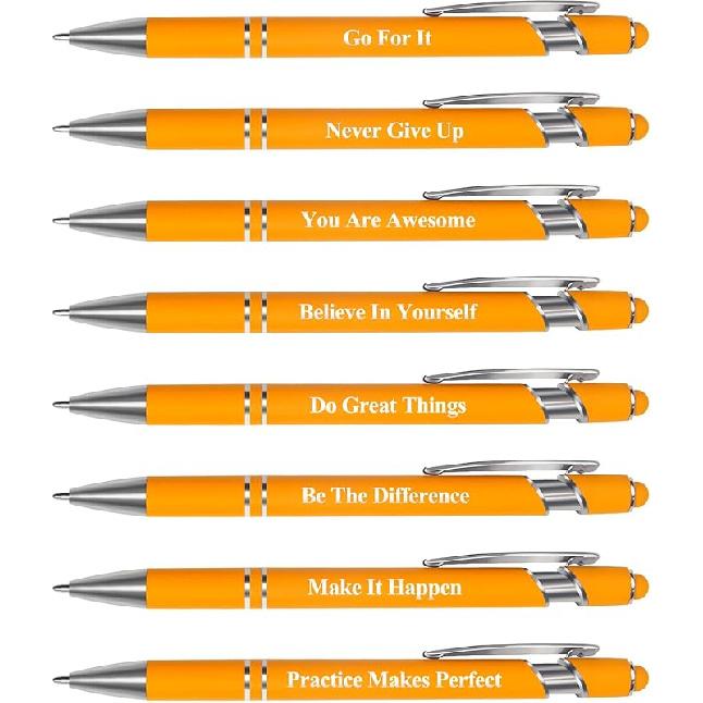 ELANE 8 Pcs Personalized Ball Point Pens with Stylus Tips Ballpoint Smooth Writing Pens,1.0 Mm 2-in-1 Stylus Pens for Touch Screens Pirational Gifts