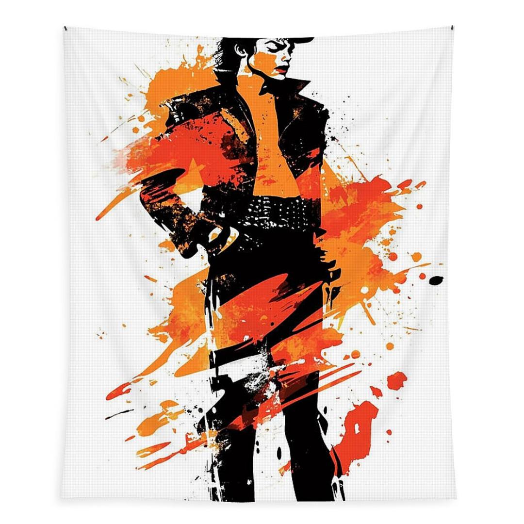 

Michael Jackson musicanIconic Pop Star Portrait ArtTapestry Room wall decoration Dormitory tapestry bar party decoration 74x94cm(29x37in)