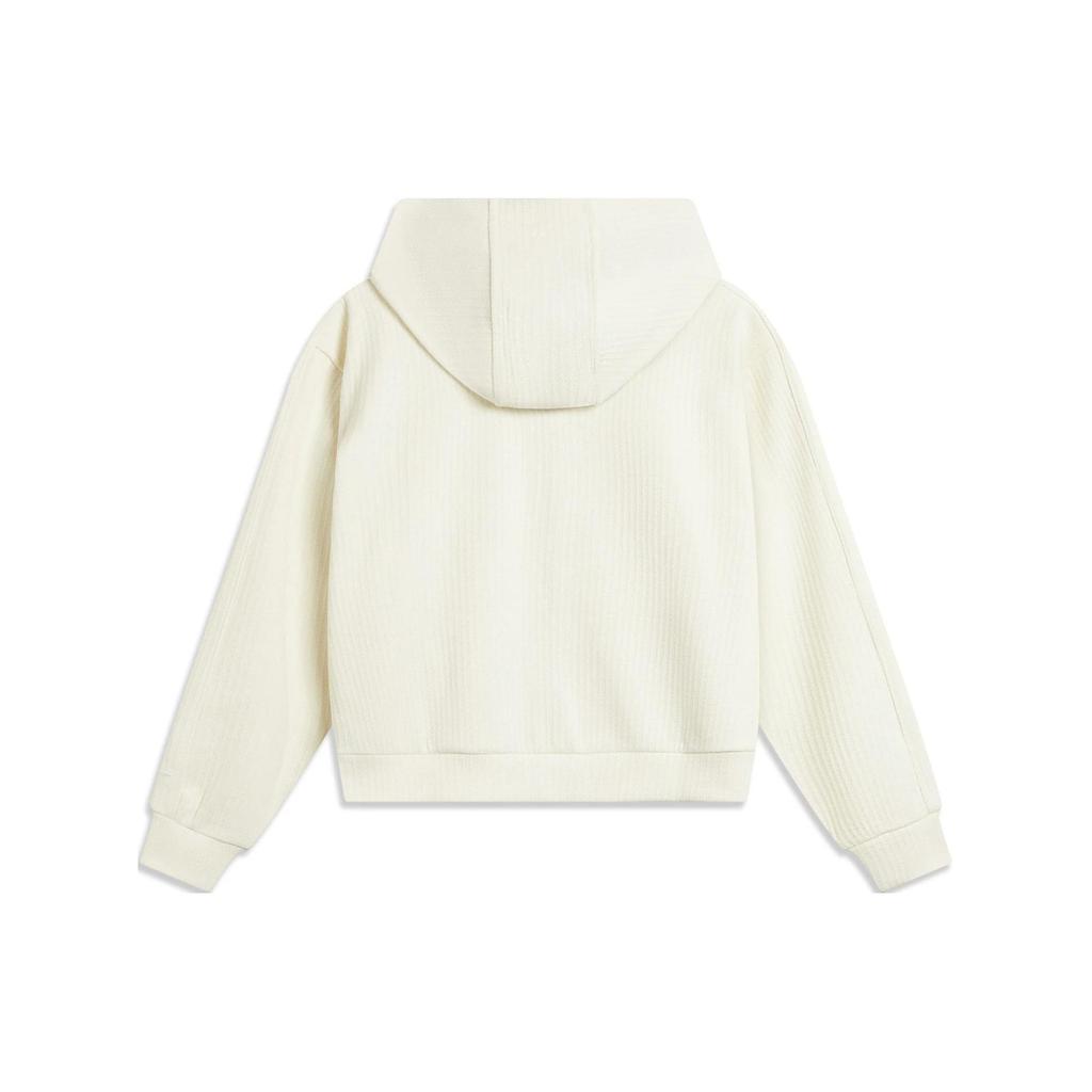 Li Ning Série Lifestyle Sportif Sweat à capuche uni coupe ample Femme Blanc cassé AWDU046-3