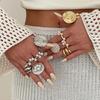 Imitation Pearl Glossy Ring Gold Silver Color Geometric Knuckle Rings for Women Opening Finger Jewelry Accessories
