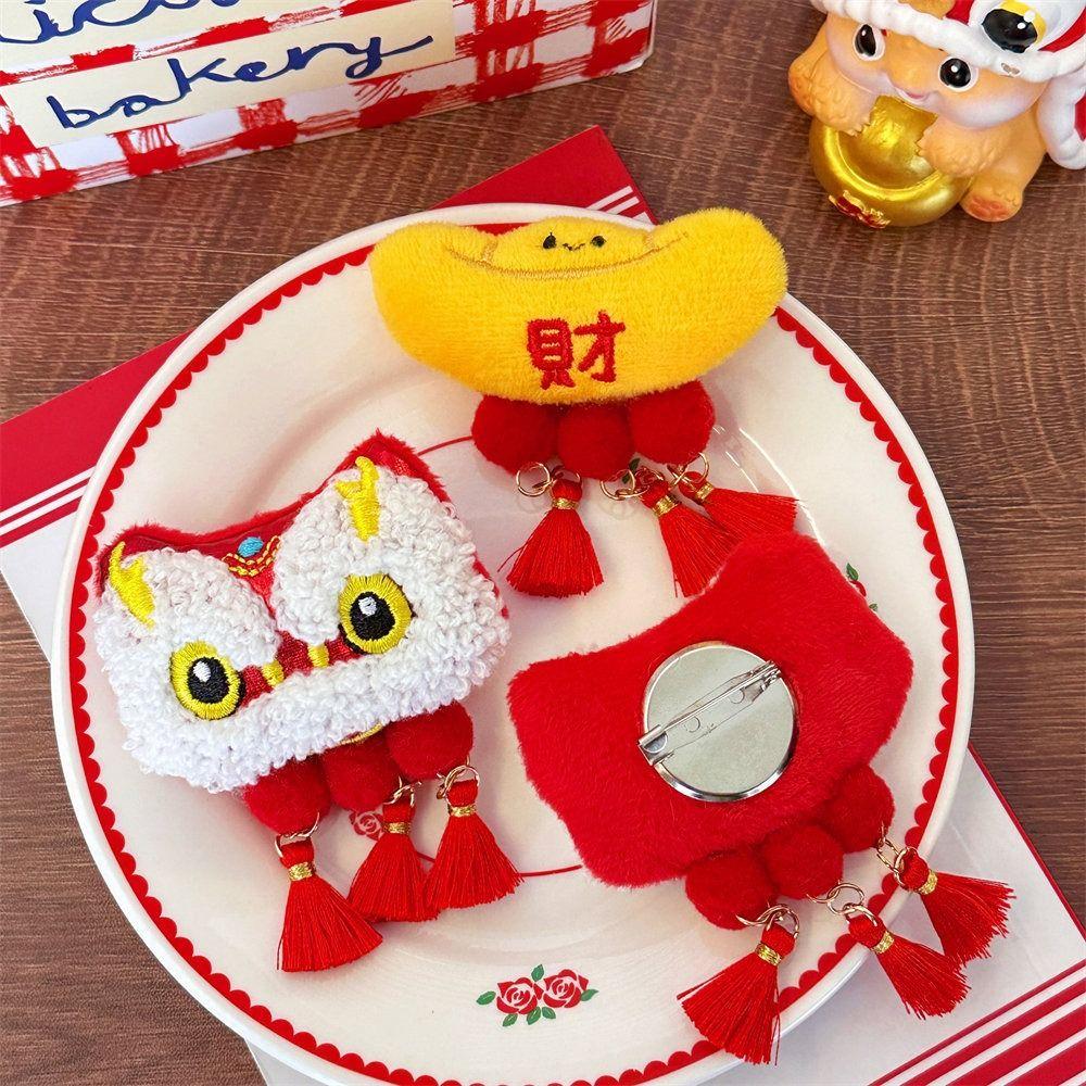 Lucky Lion Dance Brooch Coin Chinese Style Pin Creative Spring Festival Pin Party