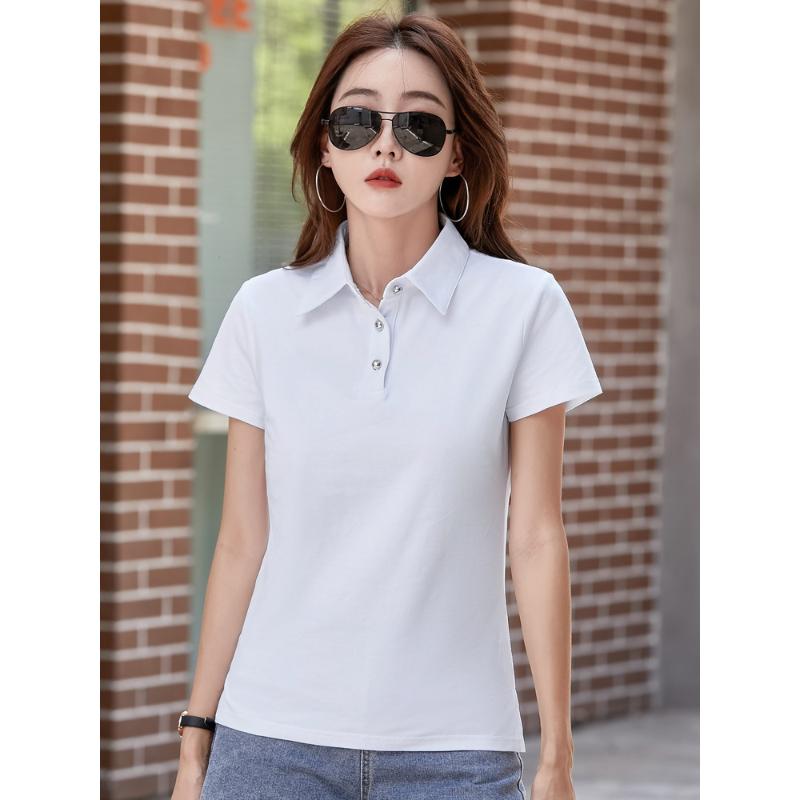 Summer New Korean Style Slim Fit Button Turn-down Collar Short Sleeve T-shirt Women Shirt Simple Fashion Small Shirt