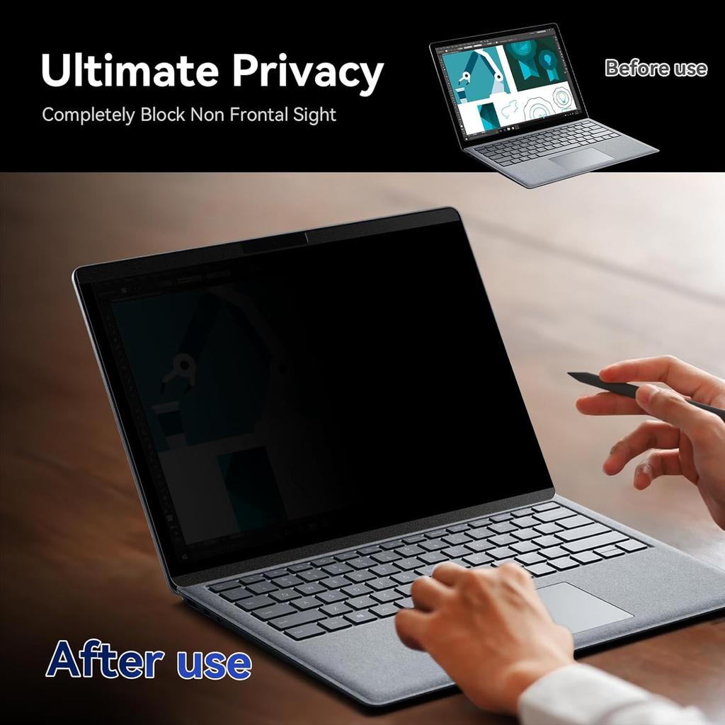 Magnetic Privacy Filter Compatible with 15 Inch Surface Laptop 5/4/3/2/1 Removable Anti Glare Blue Light Laptop Privacy Screen for Surface Pro 7/8/9/X