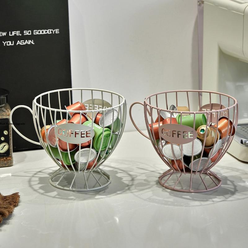 Metal Coffee Capsule Holder Large Capacity Cup Coffee Pod Organizer For Coffee Shop Bar Display Kitchen Storage Accessories