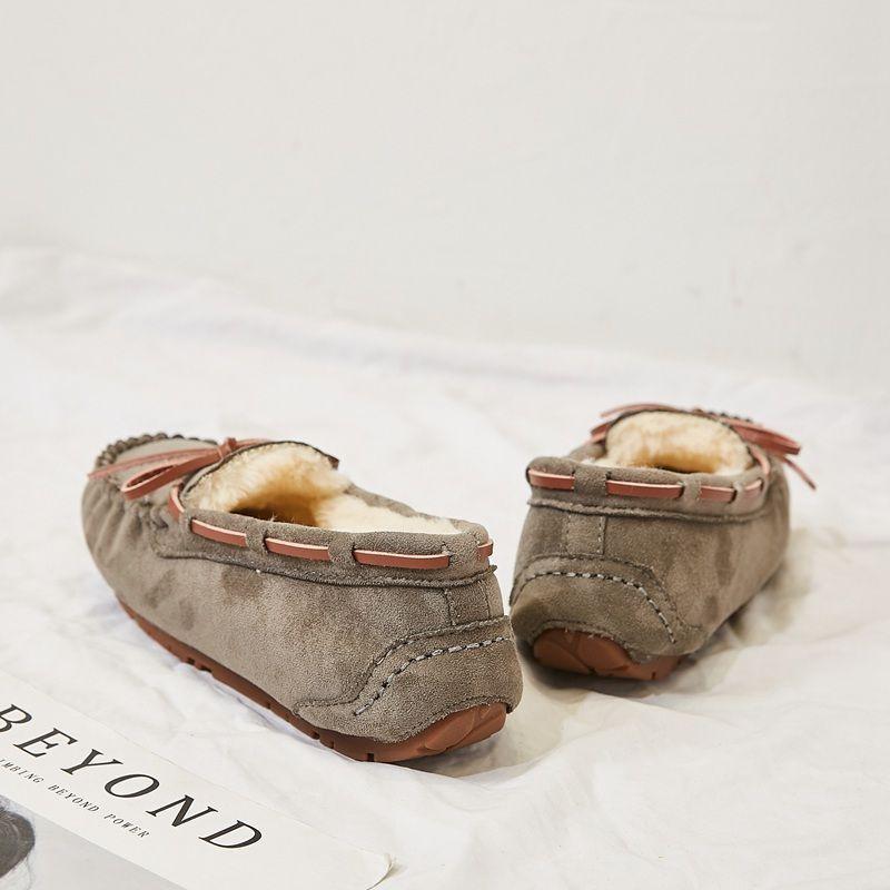 Washable warm beanie shoes women's velvet winter casual student women's Korean version single shoes flat mother driving shoes