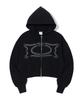 Critic Crop Wormhole Logo Hoodie Zip-Up Black