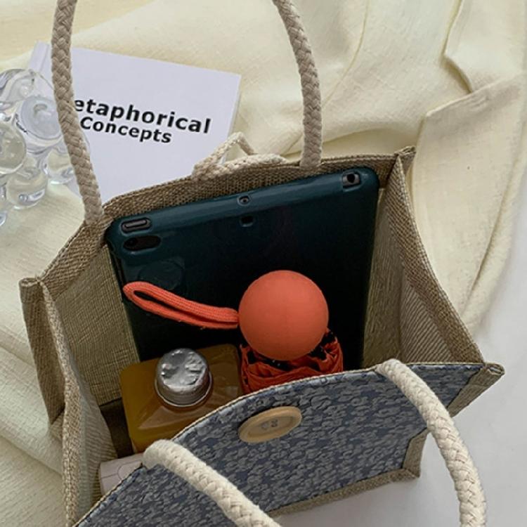 Casual Burlap Handbag Lightweight Shopping Bag Reusable Grocery Beach Bags