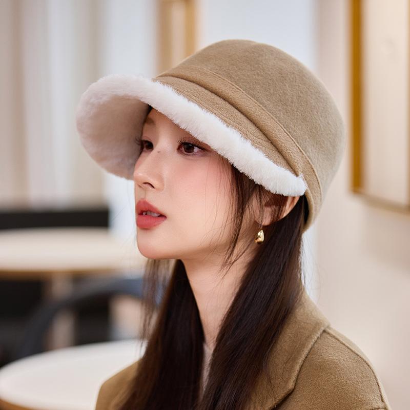 Imitation Wool Plus Velvet Thickened Warm Hat Fashionable and Versatile Fisherman's Hat Temperament Basin Hat