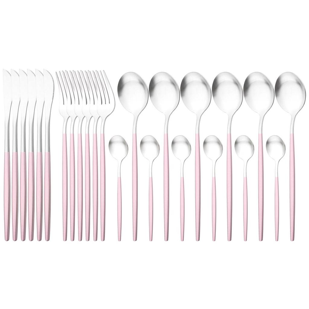 24pcs Black Cutlery Set Dinner Knives Fork Tea Spoon Dinnerware Matte Stainless Steel Tableware Flatware Kitchen Silverware Set