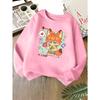Kids Unisex Crewneck Sweatshirt, Cute Cartoon Fox Nick Rabbit Heart Print Long Sleeve Pullover, Soft Kids Sweatshirt For Boys Girls Over 4 Years Old