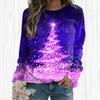 Women Autumn Tops Loose Cat Beautiful Christmas Tree Print Causal Long Sleeve T-shirt Top Blouse