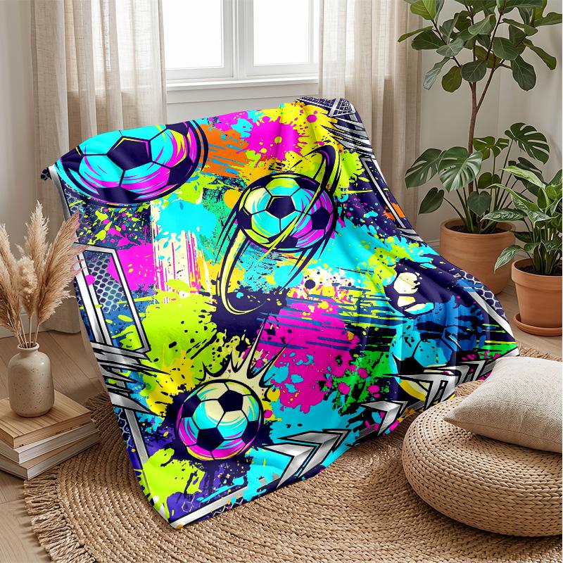 Soccer Ball Splash Art 7 Theme blanket Lightweight Warm Flannel Blanket Decorative Throw Blanket for Home Decoration