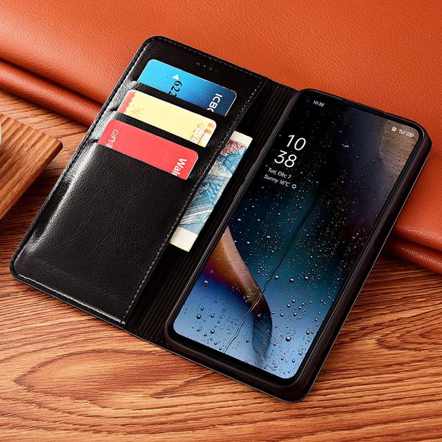 Custodia a Portafoglio di Lusso in Vera Pelle per Samsung Galaxy S25 S24 S23 S22 S21 S20 S10 FE Ultra Plus Copertura con Supporto Pieghevole Magnetico