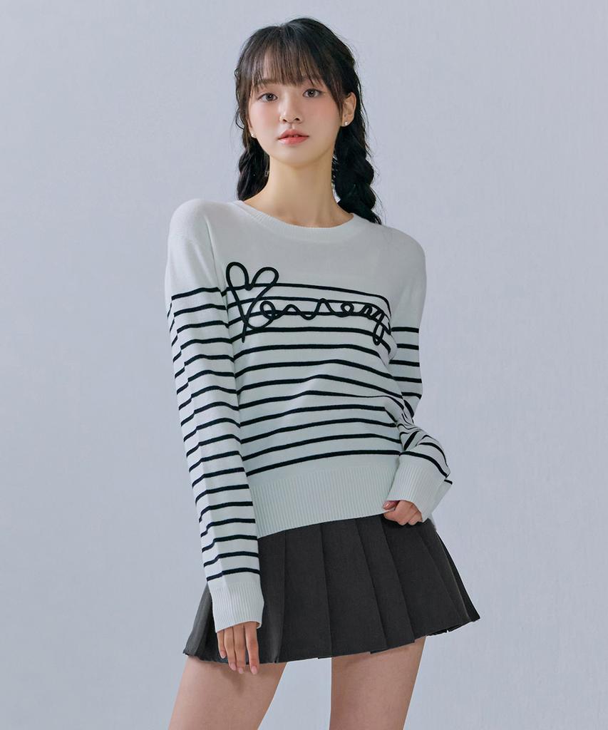 CHASECULT Women'S Striped Embroidered Sweater-Cfrg5263C01