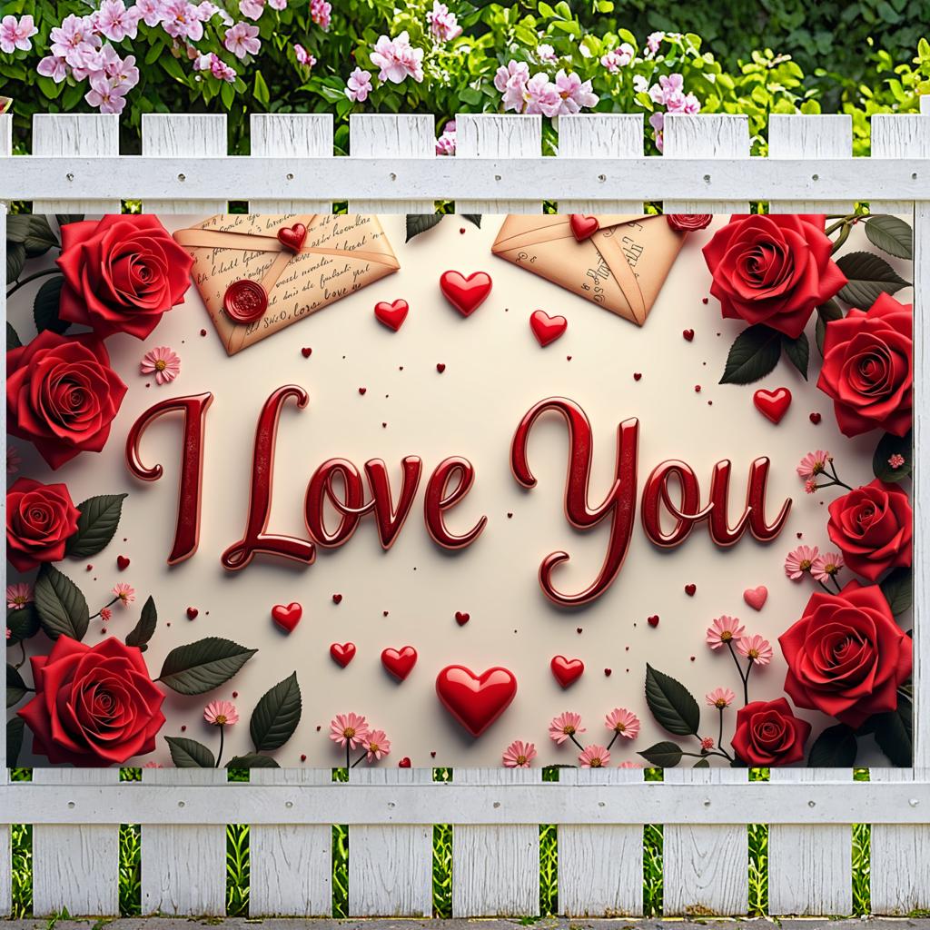 Romantic Decoration Sign Envelopes Floral Backdrop For Valentine Birthday Photo Booth
