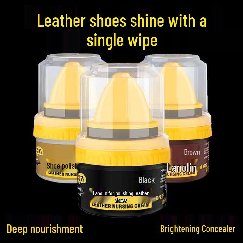 

Універсальний чорний шкіряний поліроль для взуття: Безбарвний воск-блиск з високоякісною овечою олією та щіткою для догляду за натуральною шкірою Brown/60g+Brush