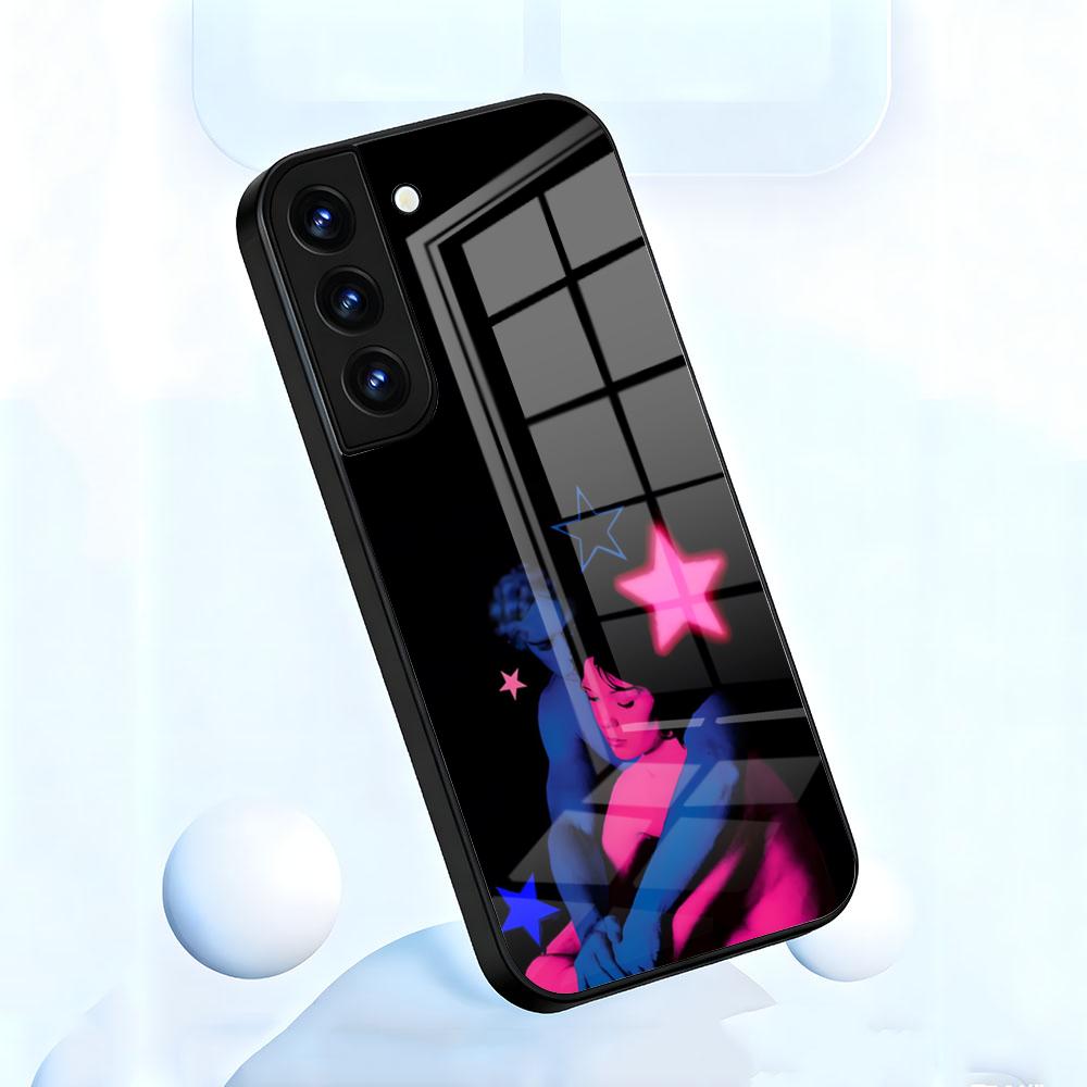 Pink Blue TV Girl Phone Case For Samsung A56 A36 A26 A16 A15 A25 A35 A55 A14 A34 A24 A54 Glass Case