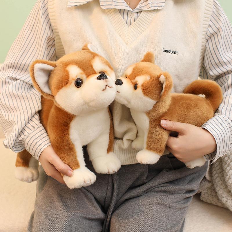 25/35CM Lovely Shiba Inu Plush Toy Lifelike Fluffy Dog Stuffed Toy Simulation Puppy Dolls for Birthday Gifts