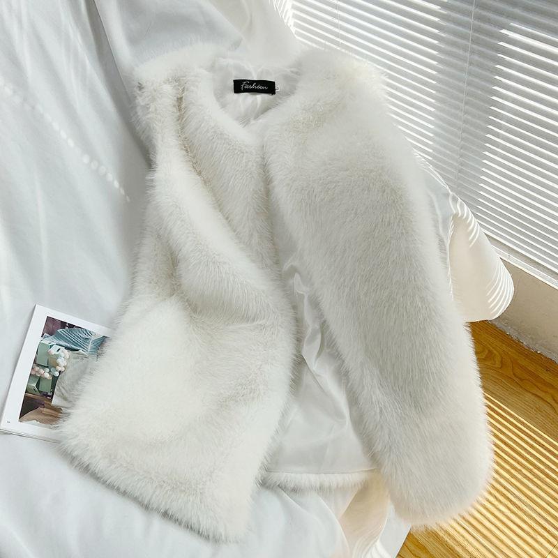 

Зимний жилет из искусственного меха, новый теплый утолщенный осенне-зимний жилет из искусственного лисьего меха S 85-47.5 kg белый