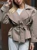 Women's Summer New Arrivals Fashion Casual Work V-Neck Tie Waist Slim Fit Long Sleeve Blazer Jacket