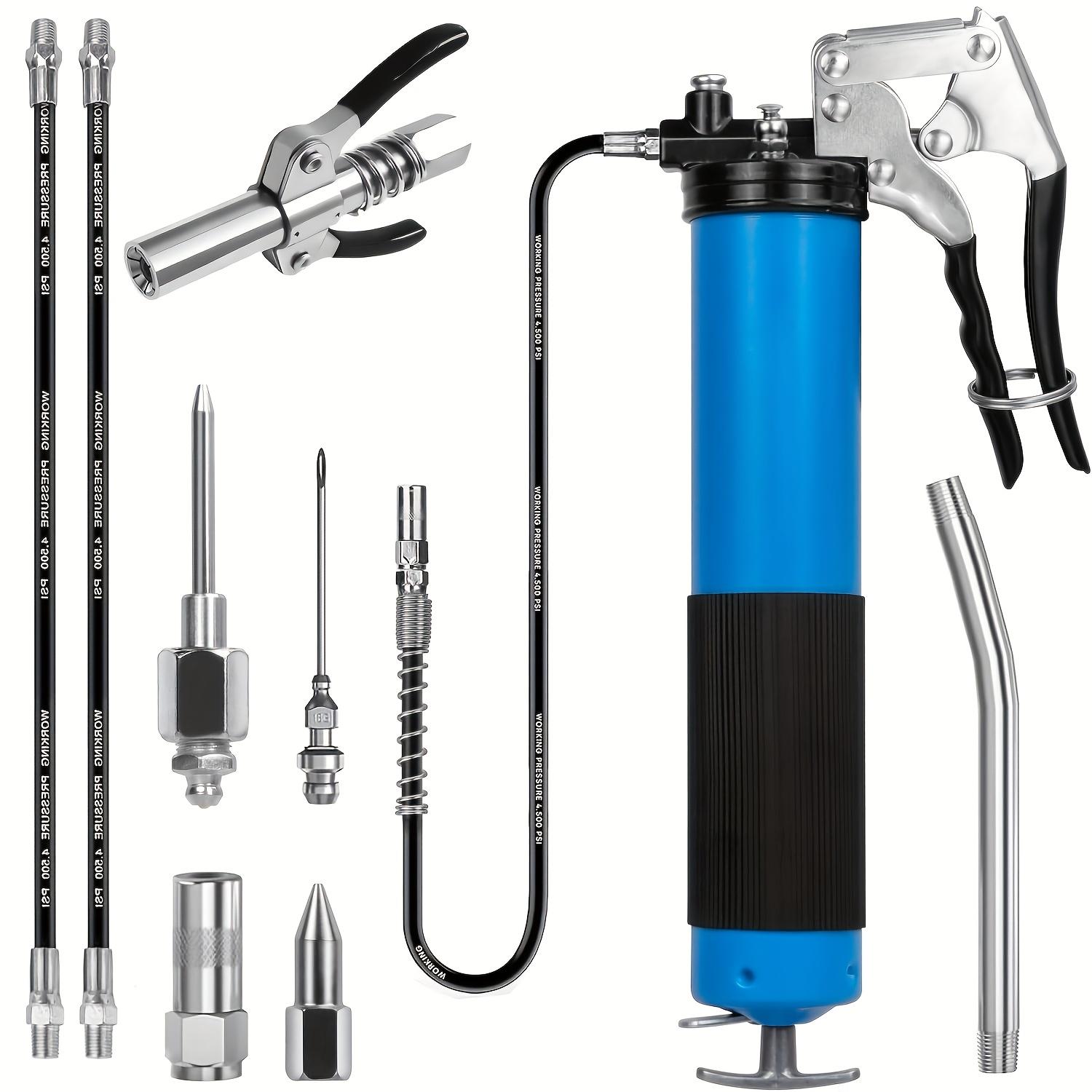 Шприц для смазки, 7000 PSI, Профессиональный усиленный пистолетный шприц для смазки, комплект с двойной иглой для впрыска смазки и гибким шлангом