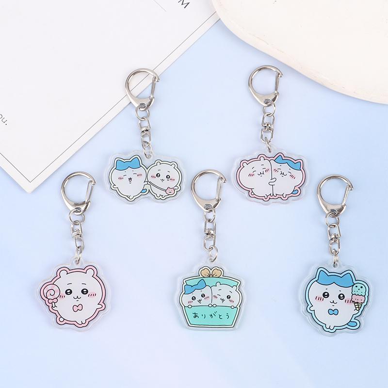 Cartoon Acrylic Keychain Cute Couple Schoolbag Ornaments Pendant Keyring Gift