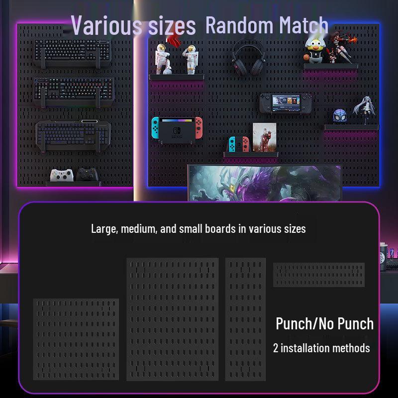 Punch-Free Perforated Board Rack: DIY E-Sports & Study Room Wall Decor for Game Equipment Display