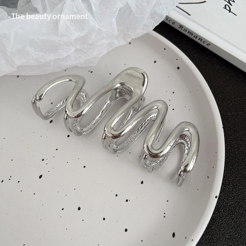 Silver Influencer Large Metal Shark Hairpin Clip for Women