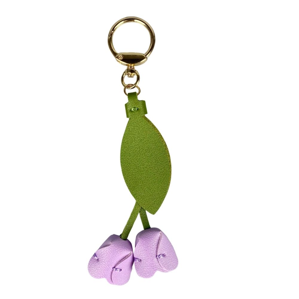 8-Color Soft Leather Tulip Bag Charm– Elegant Hanging Floral Accessory with Metal Ring, Realistic Bloom Design for Backpack