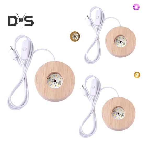 Round Night Light Wide Application Reliable DIY Wood Lamp Base