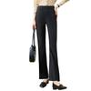 SheEnjoy Women's Black Flare Slit Hem Casual Long Pants T53X019