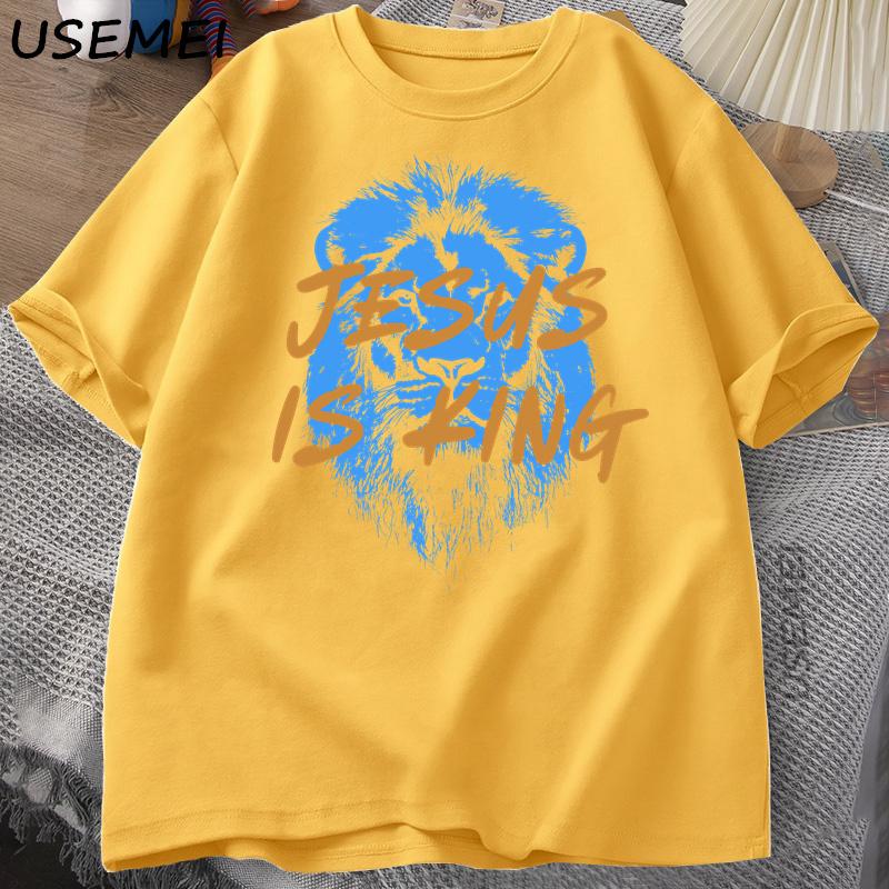 Jesus Is King Christian T Shirt for Unisex Women Faith Streetwear Tee Shirt Religious Bible Verse Tshirt Cotton Short Sleeve Tees