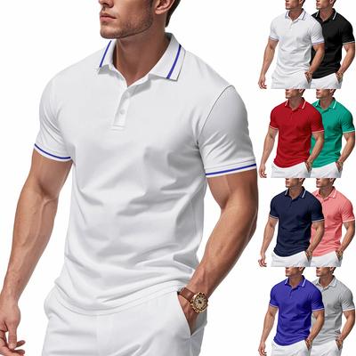 Camisas Polo Casuales para Hombre Clásicas de Botón Camisa Básica de Manga Corta Camisetas de Color Sólido Tops Elegantes de Golf