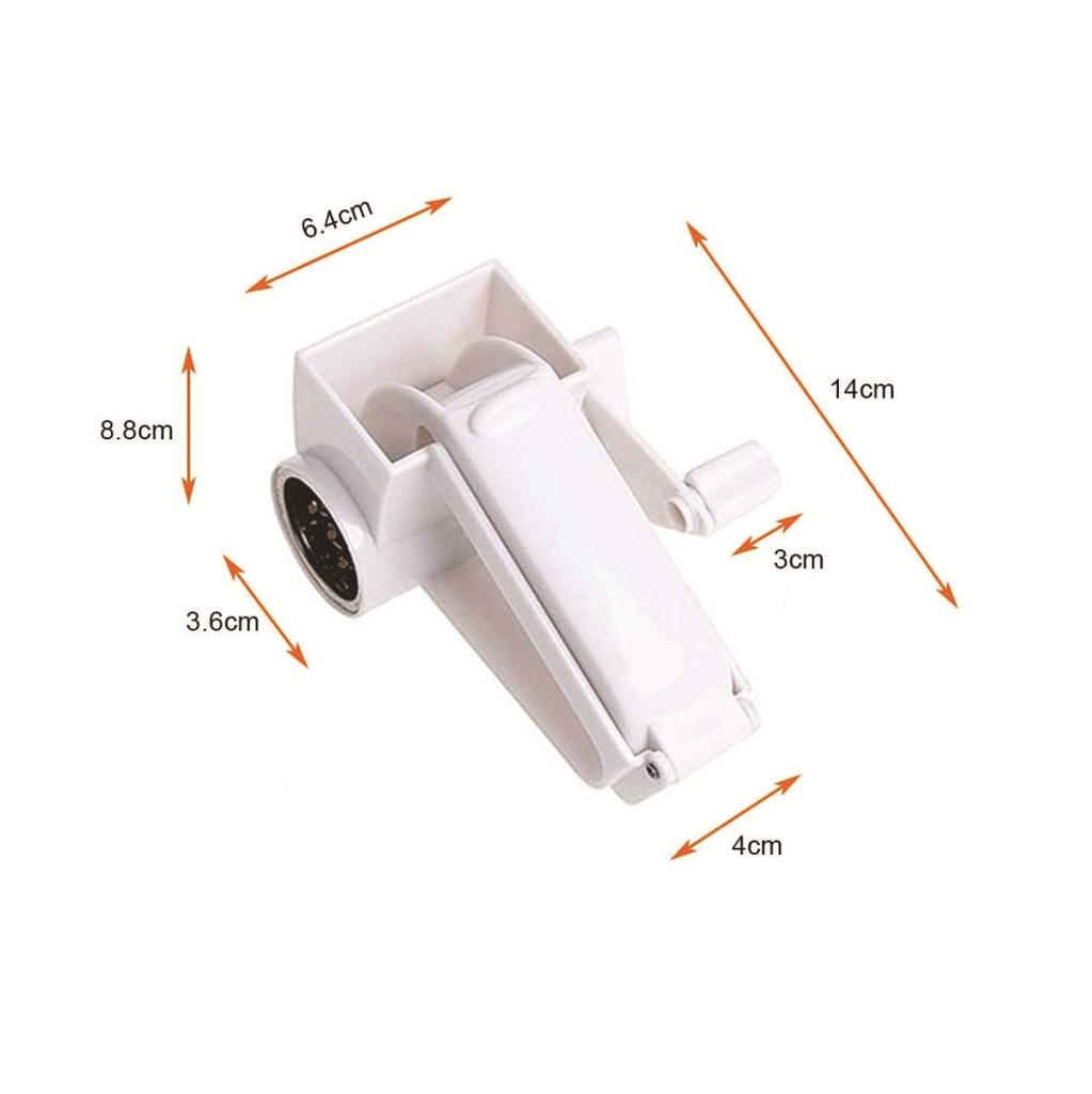 Hand Cranked, Rotating, Stainless Steel Cheese Grater, Multifunctional, Cheese Grater, Mini, Cheese Grater, Sturdy and Durable, White