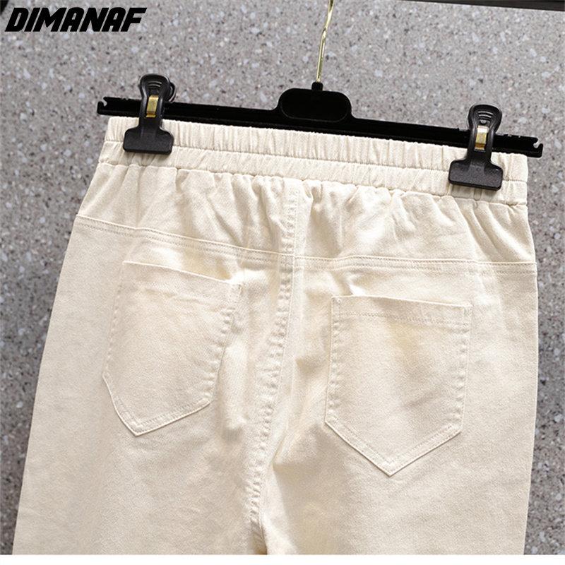 DIMANAF 2023 Plus Size Jar Dámske Elastické nohavice Patchwork Voľné Dámske nohavice Nohavice 5XL Čiernobiele