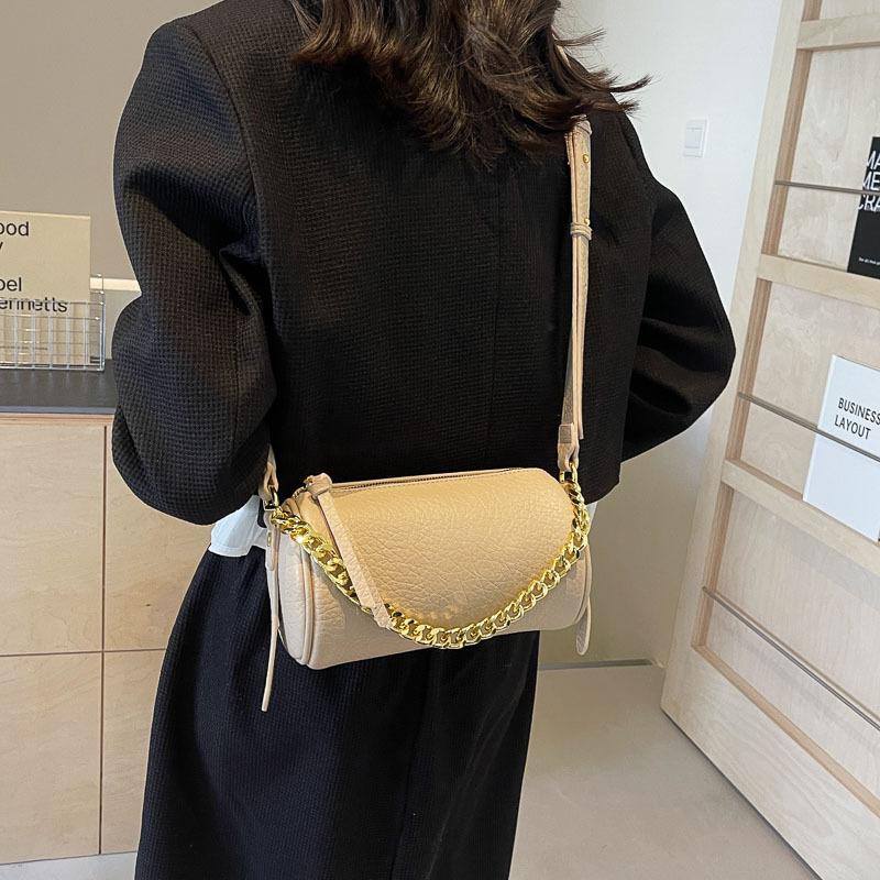 Large capacity messenger bag texture cylinder bag new spring and summer fashion simple small bag shoulder bag